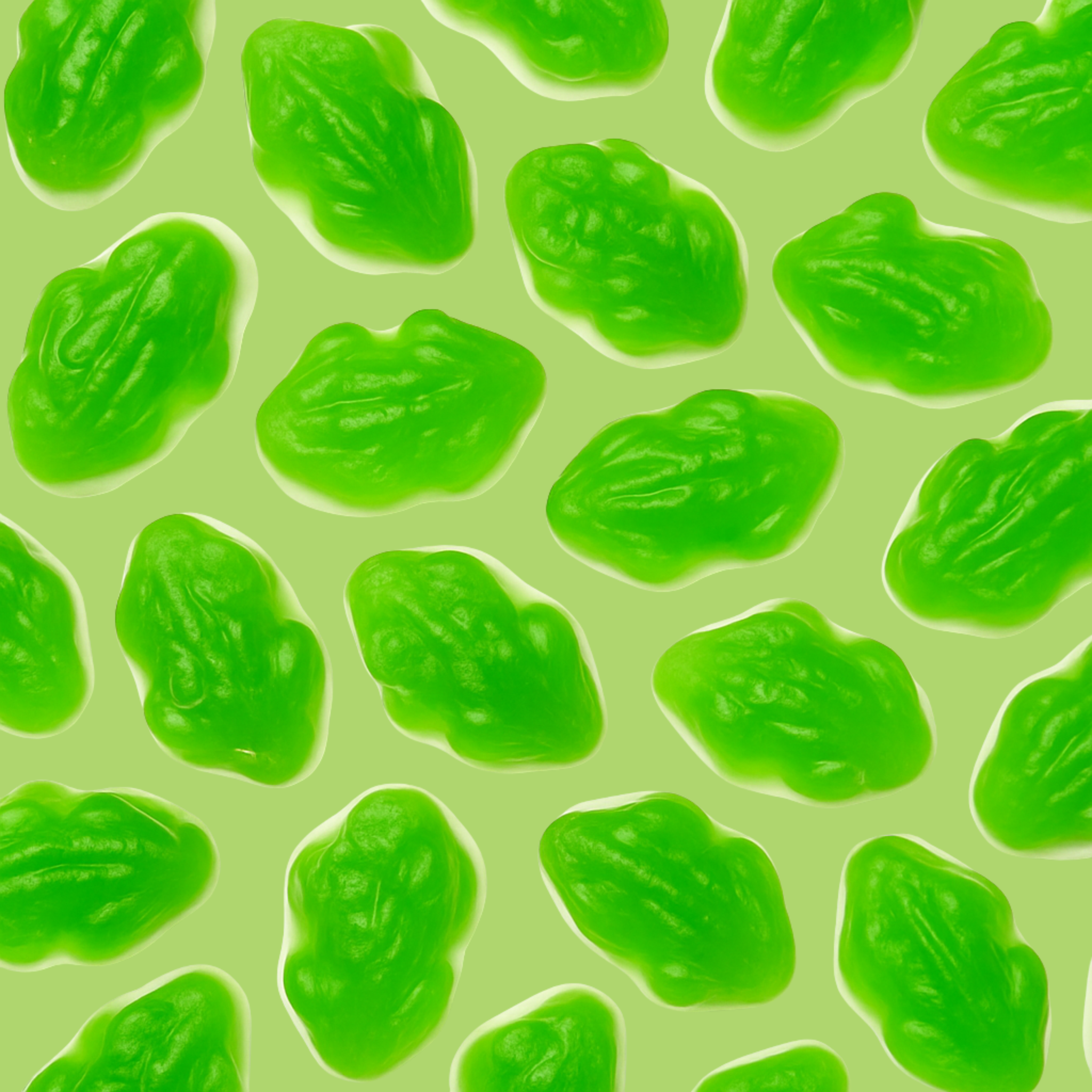 halal mini frogs on a green background.