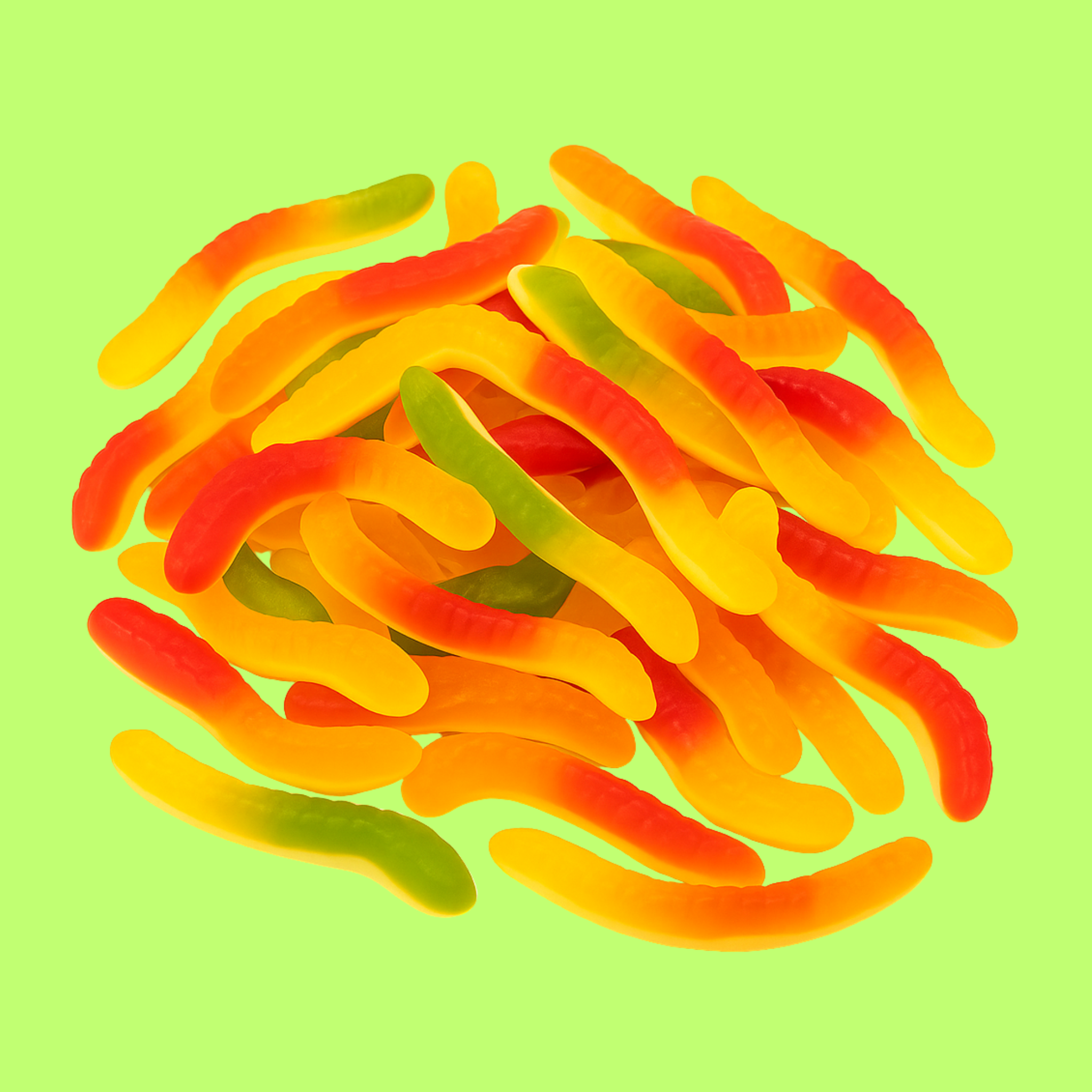 A pile of halal yellow bellies against a green background.